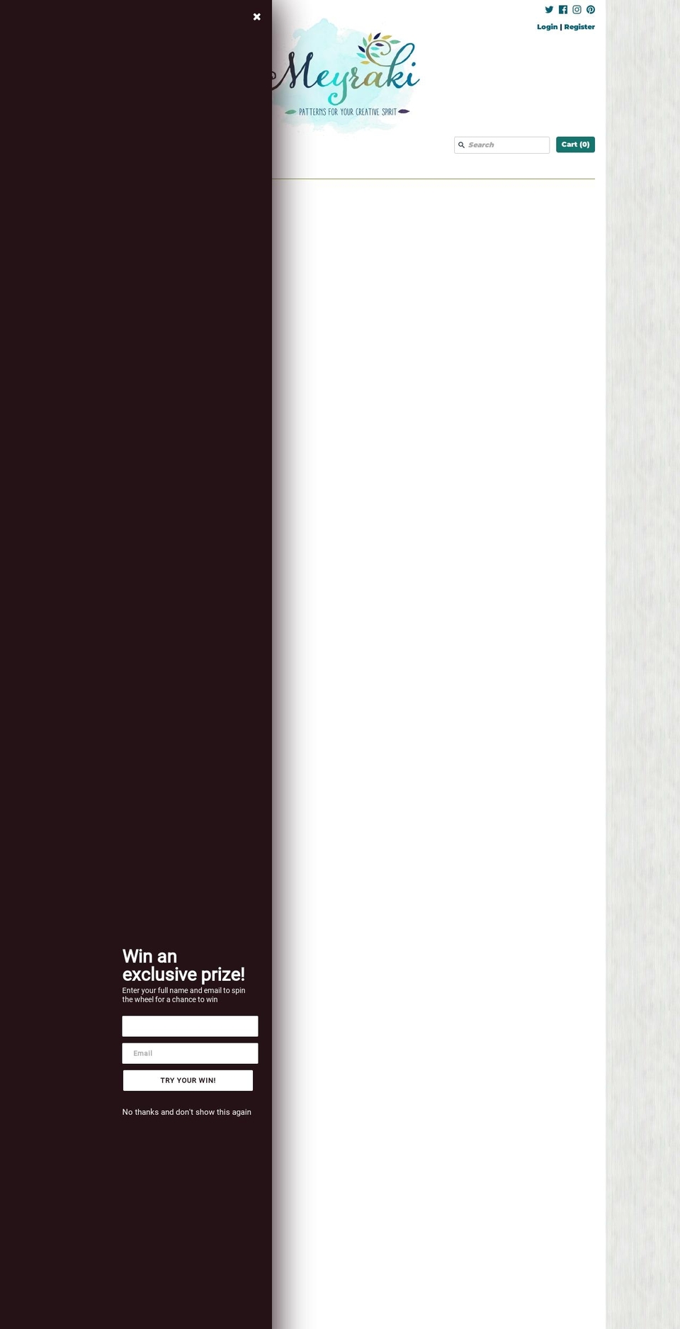 meyrakipatterns.com shopify website screenshot