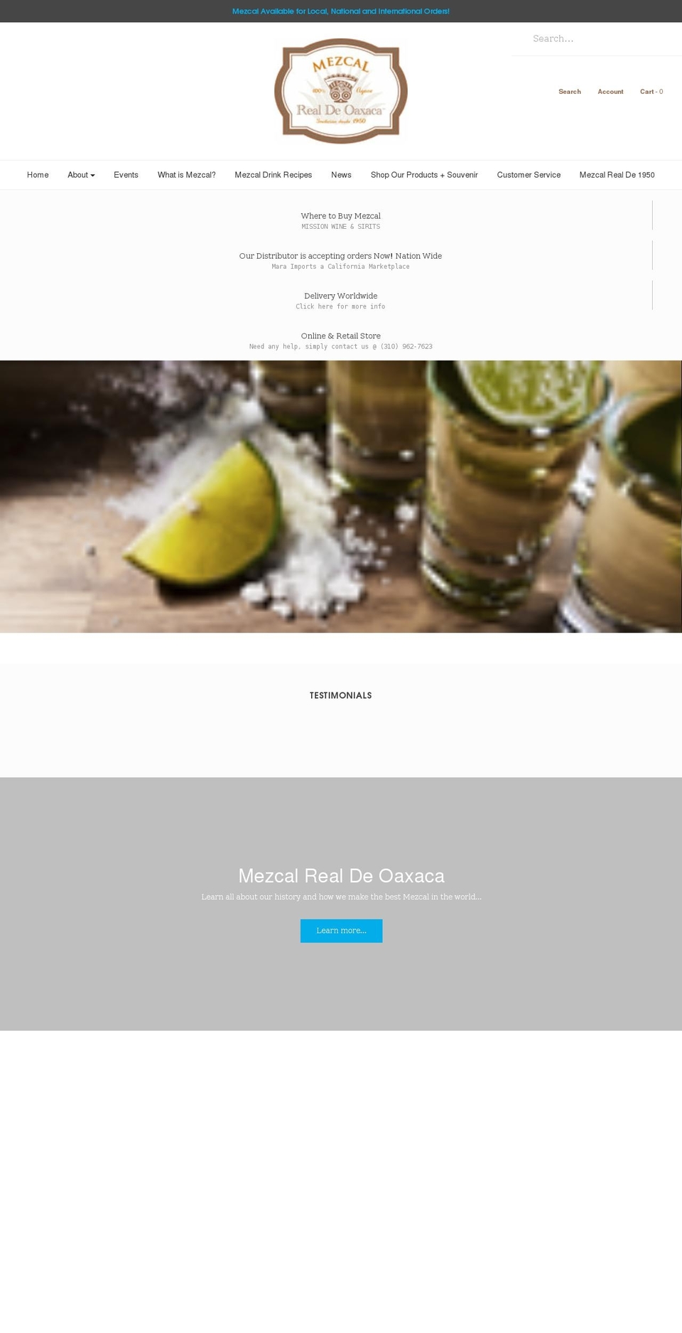 mezcalrealdeoaxaca.com shopify website screenshot