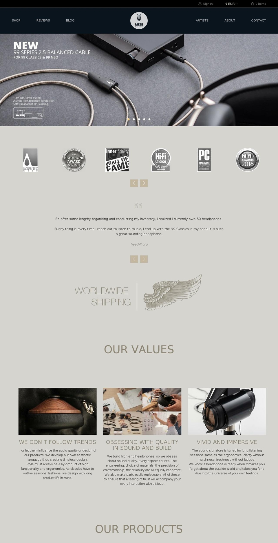 Granada EU Shopify theme site example meze-headphones.myshopify.com