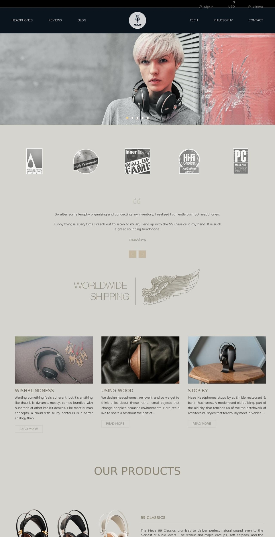 mezeaudio.com shopify website screenshot