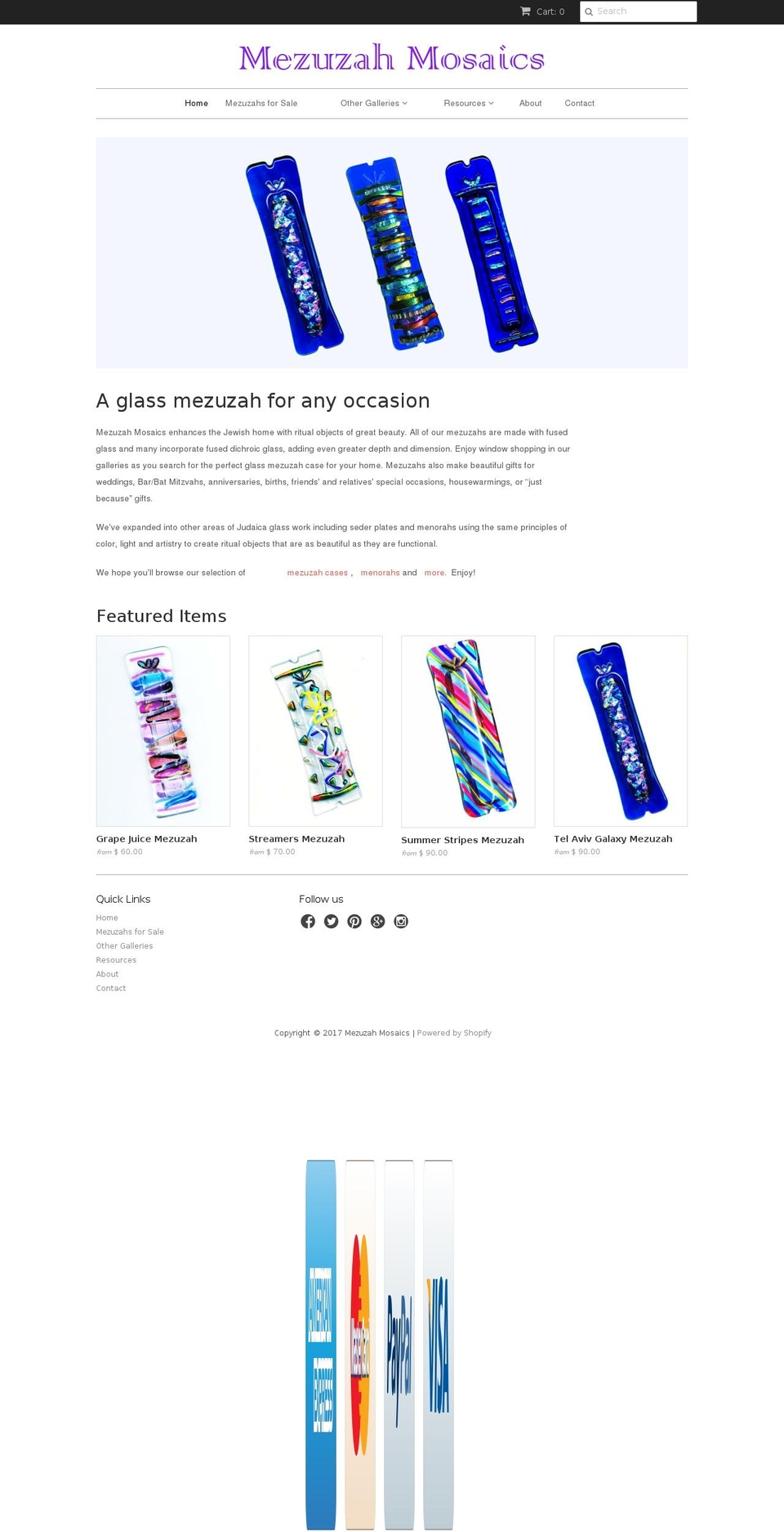 mezuzahmosaics.com shopify website screenshot