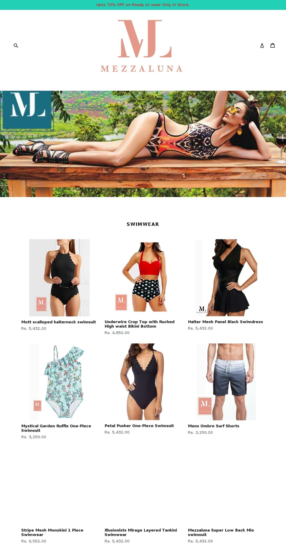 mezzalunafashions.com — Shopify storefront screenshot