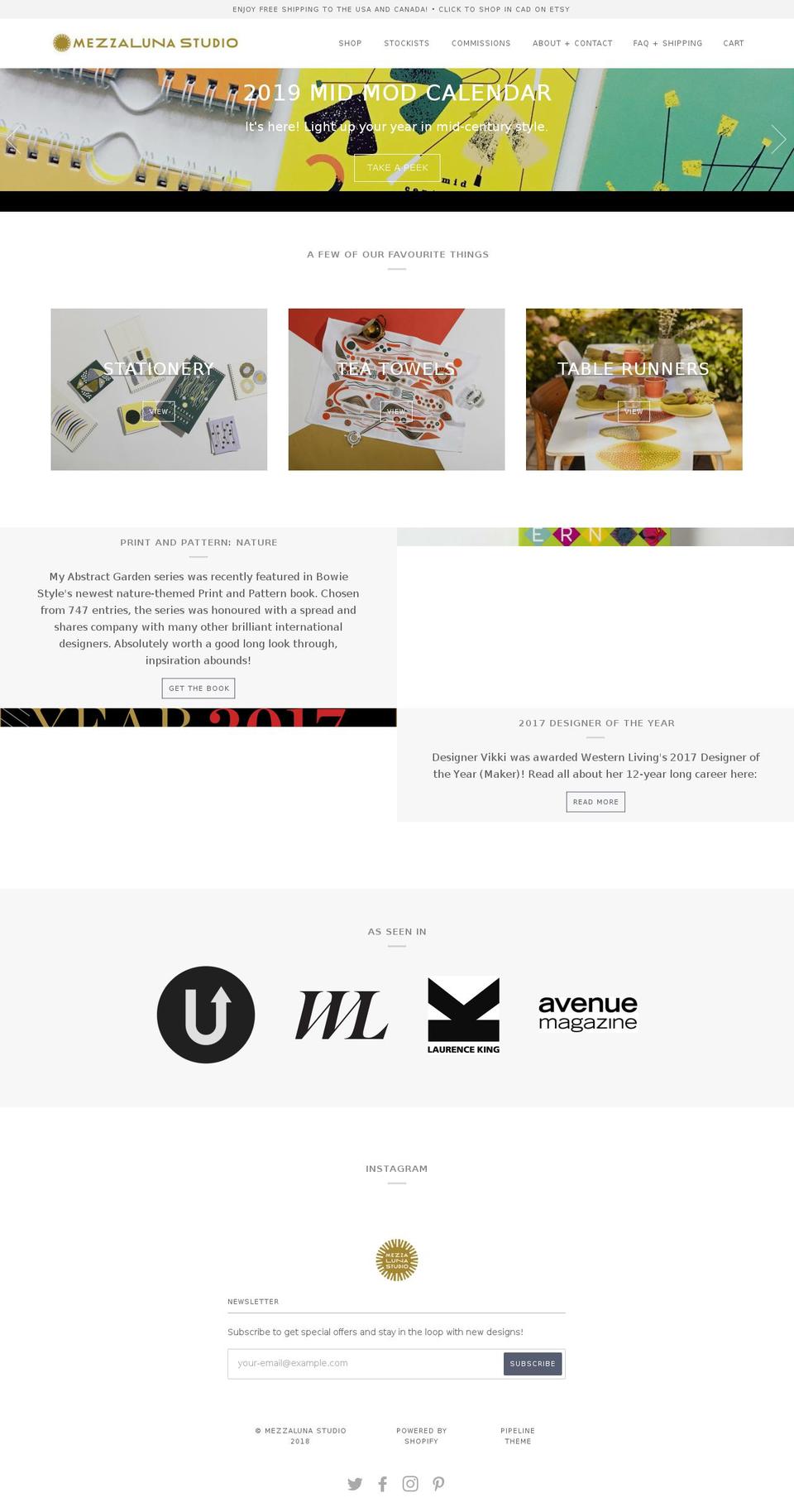 mezzalunastudio.ca shopify website screenshot