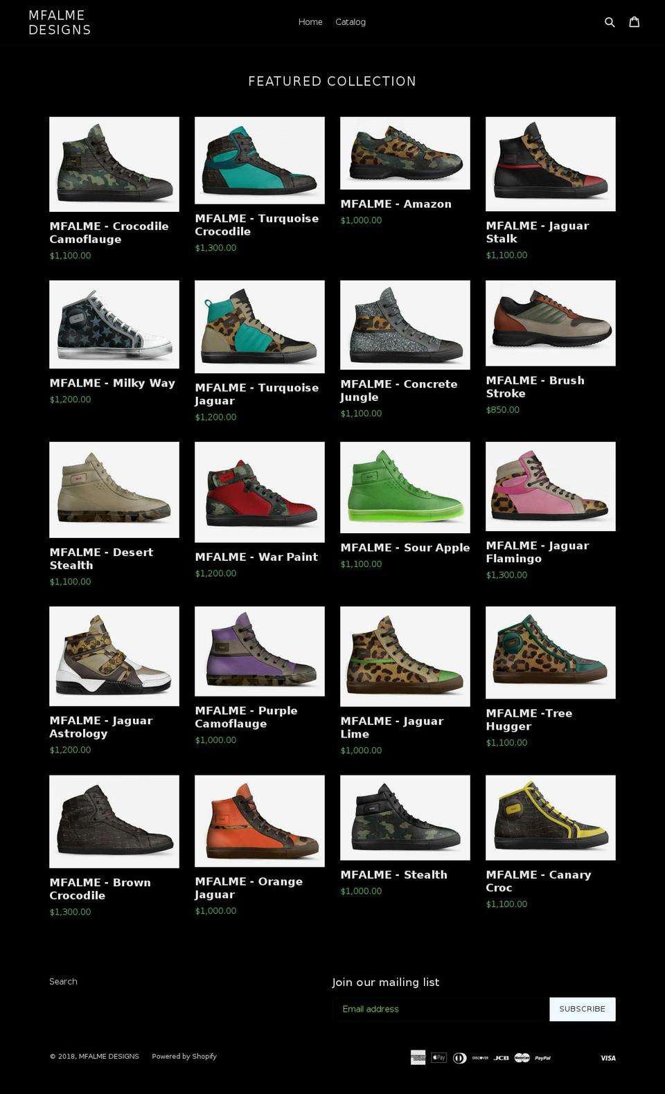 mfalmedesigns.com — Shopify storefront screenshot