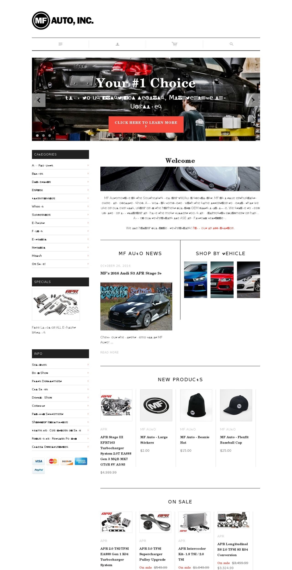 mfauto.com shopify website screenshot