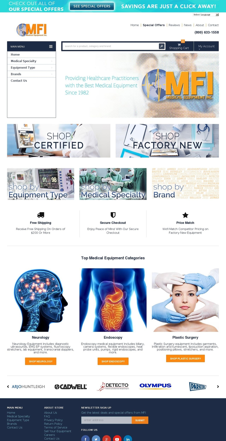 mfimedical.com shopify website screenshot