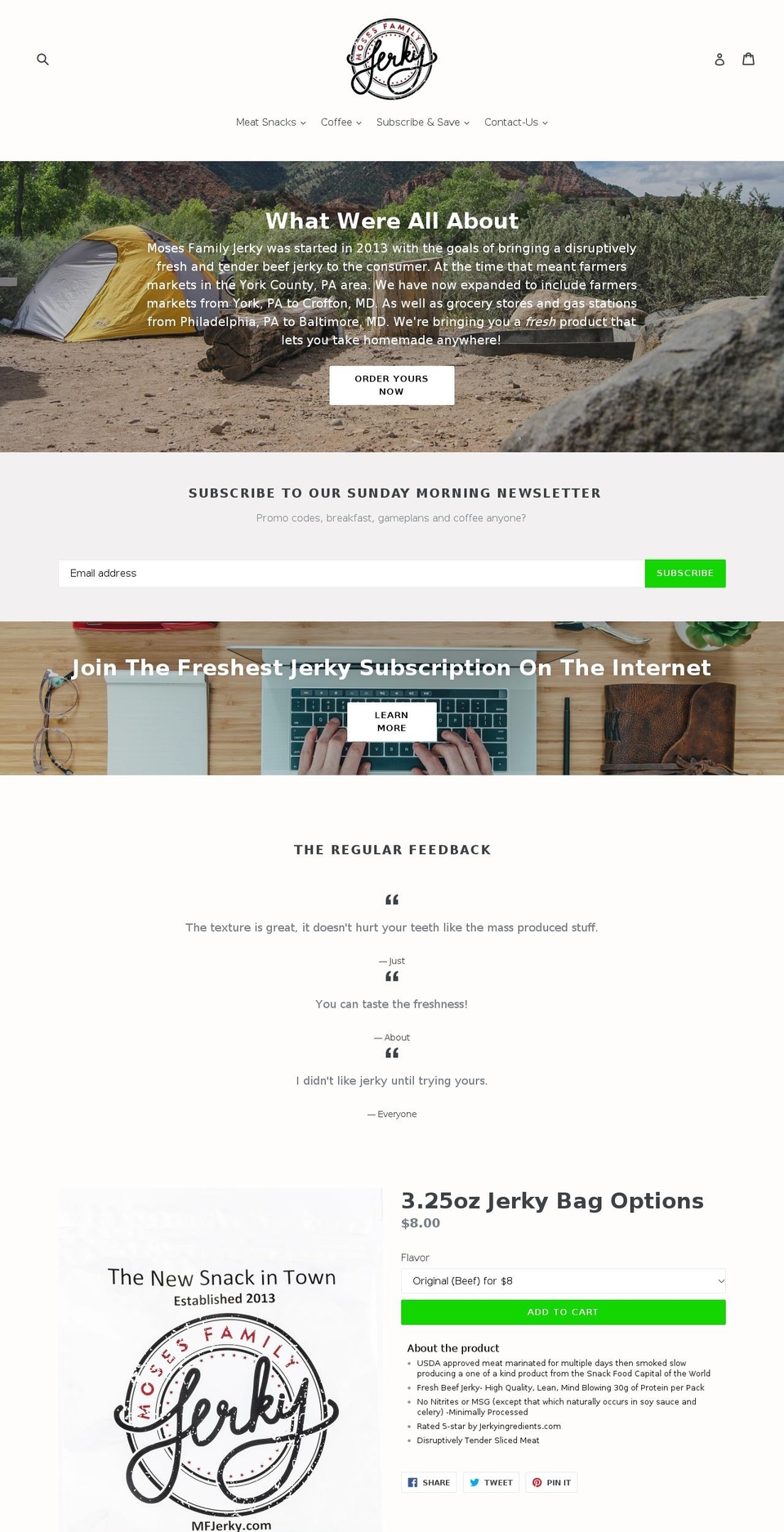 mfjerky.com — Shopify storefront screenshot