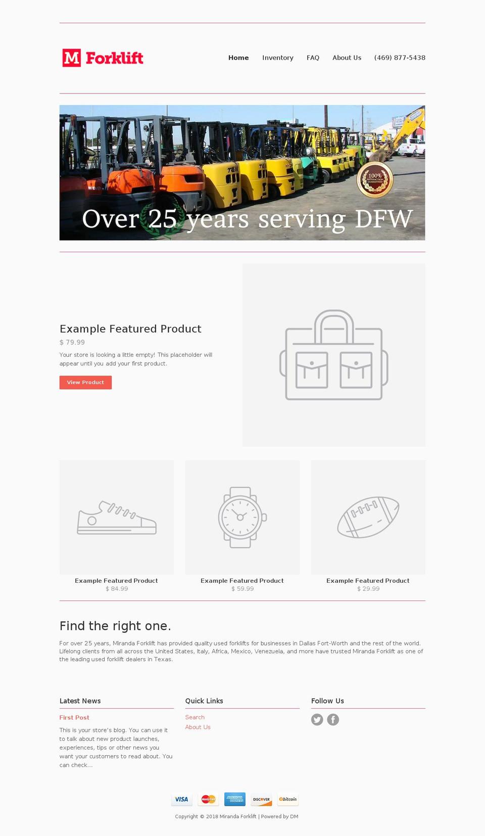 mforklift.com — Shopify storefront screenshot