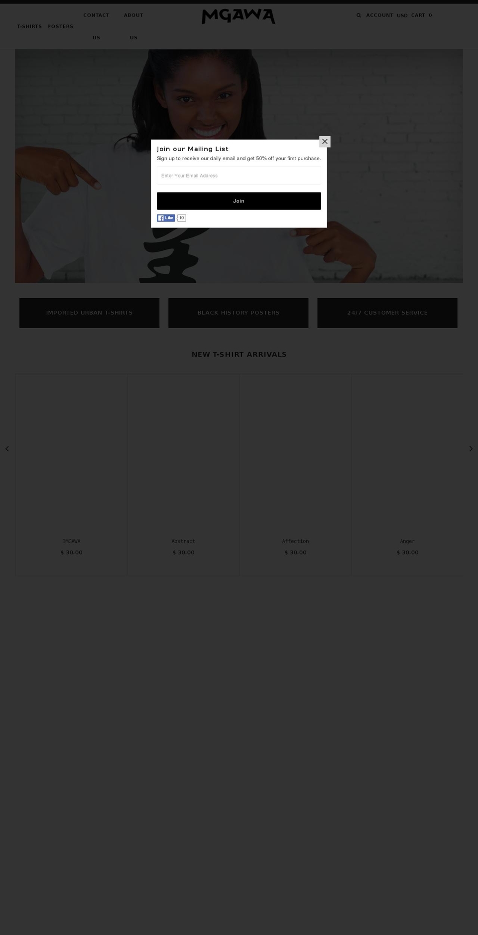 mgawa.com shopify website screenshot