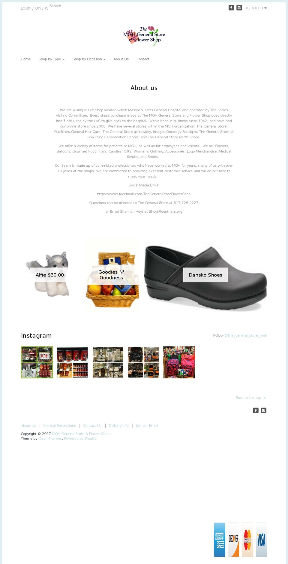 mghgeneralstore.com shopify website screenshot