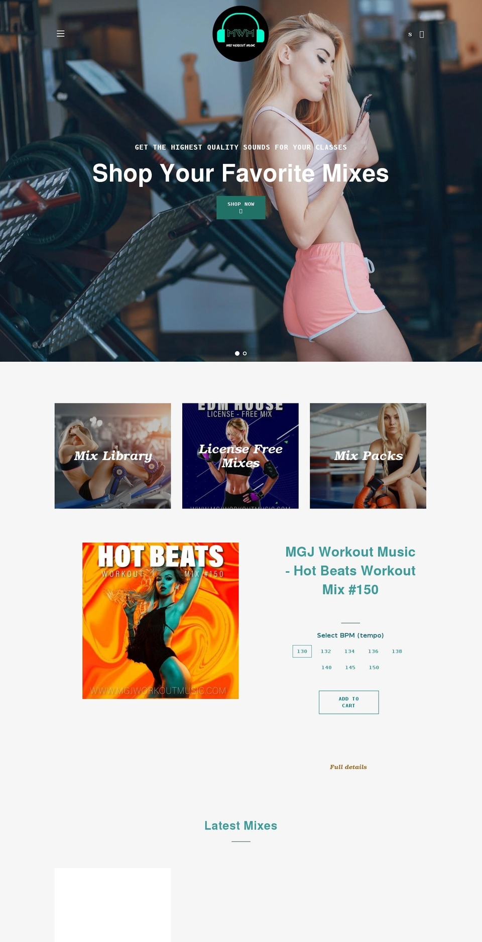 mgjworkoutmusic.com shopify website screenshot