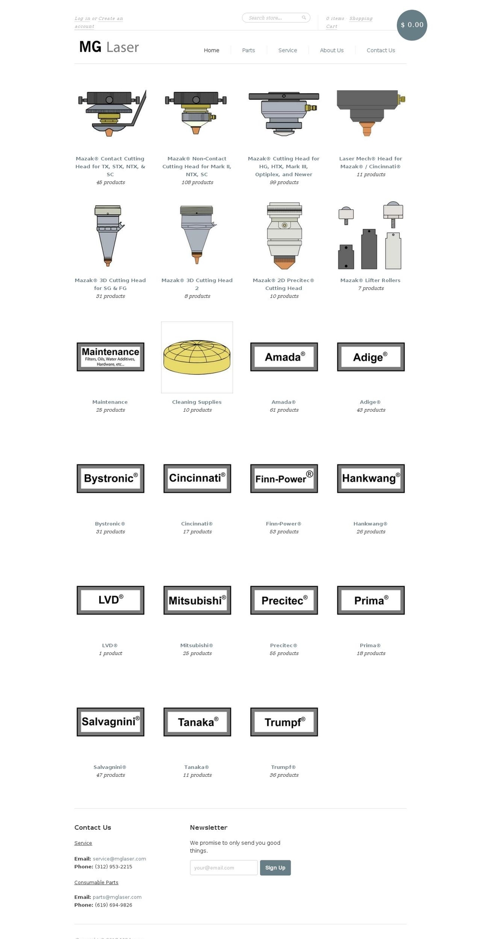 mglaser.com shopify website screenshot