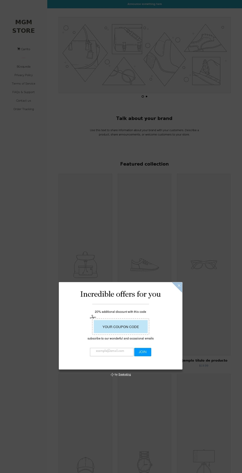 mgmstoreonline.com — Shopify storefront screenshot