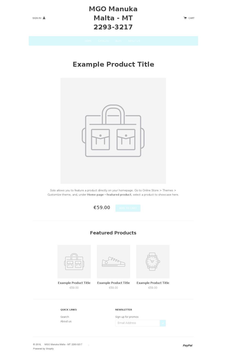 mgomanukamalta.com — Shopify storefront screenshot