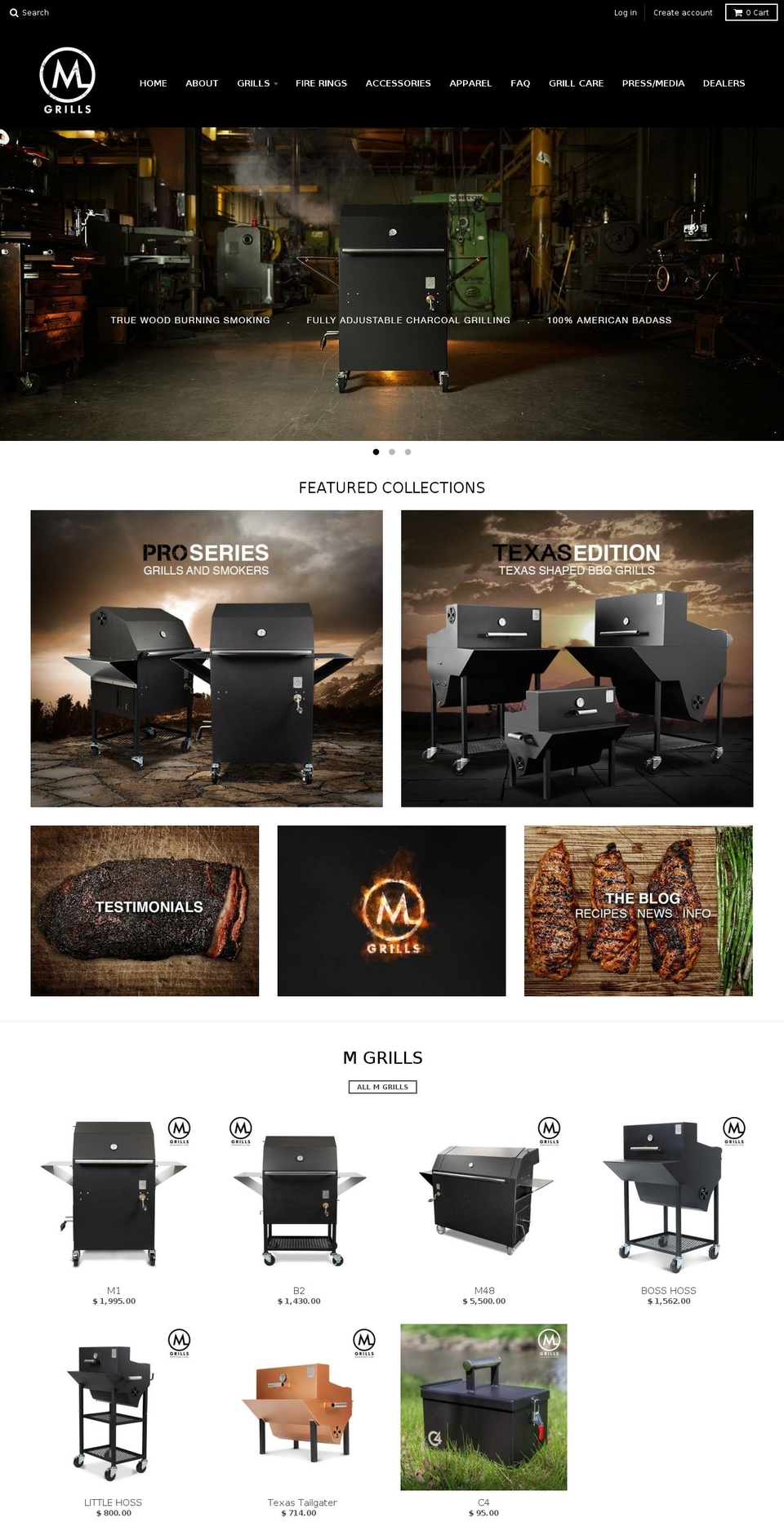 mgrills.com shopify website screenshot