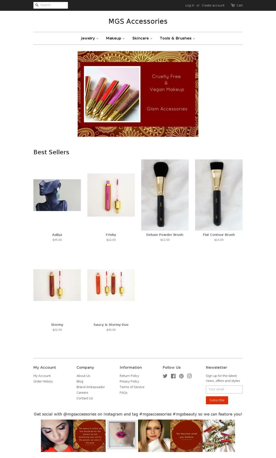 mgsaccessories.com shopify website screenshot