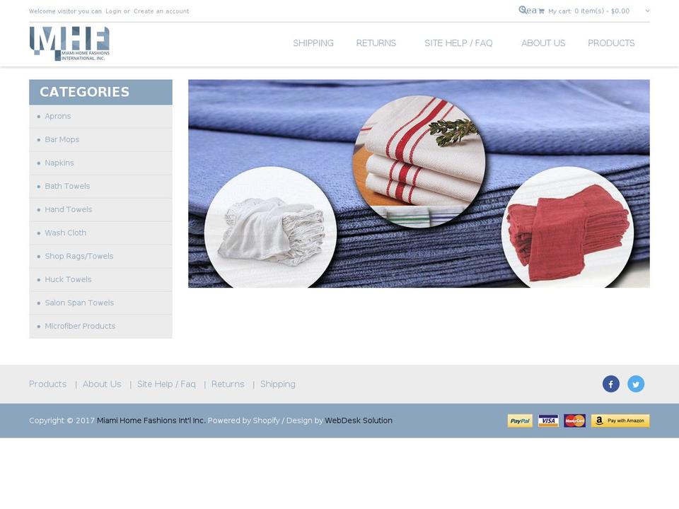 mhftextiles.com shopify website screenshot