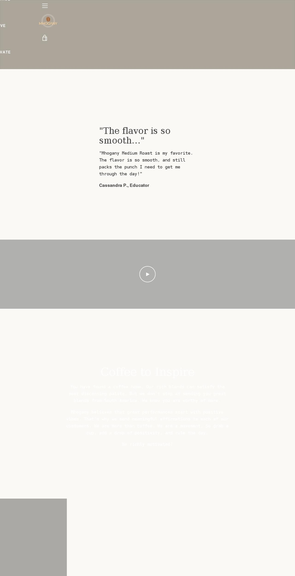 mhoganycafe.com shopify website screenshot