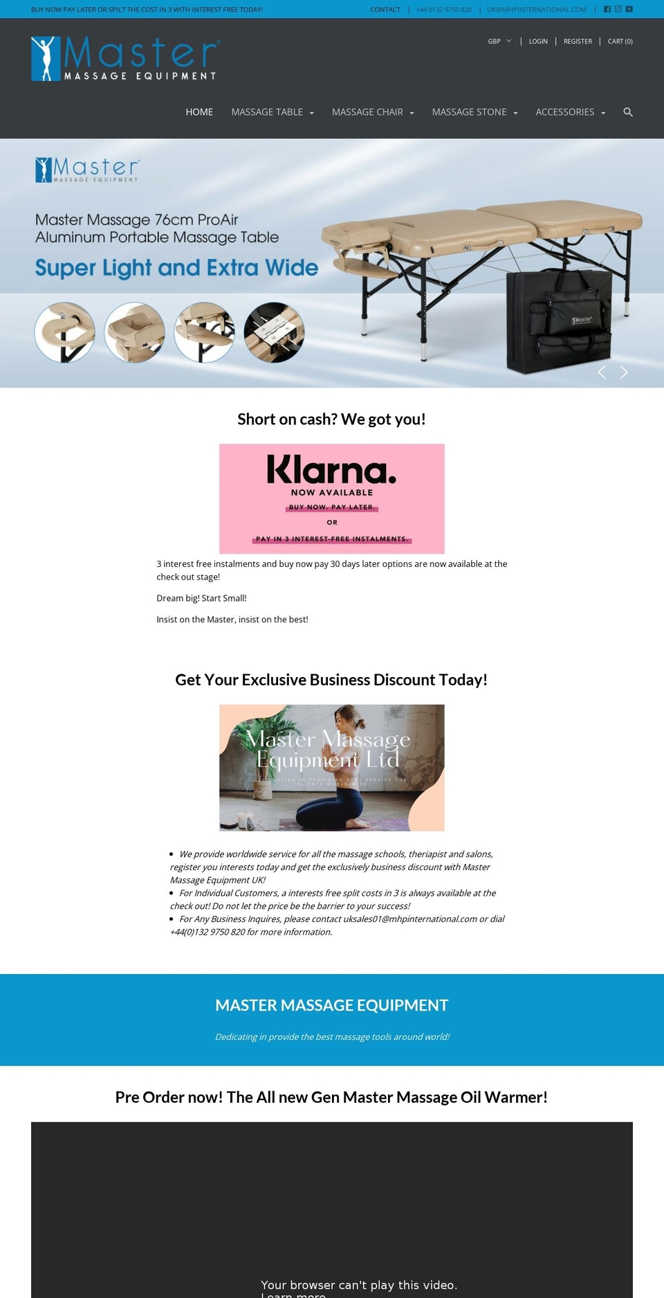 mhpinternational.co.uk shopify website screenshot