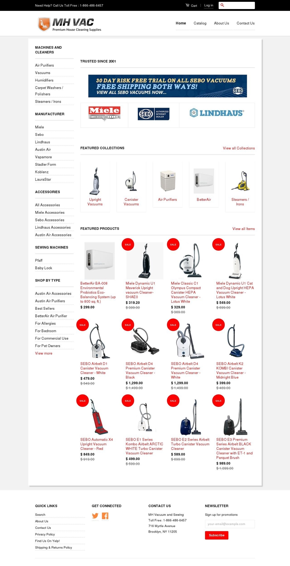 mhvacuum.com shopify website screenshot