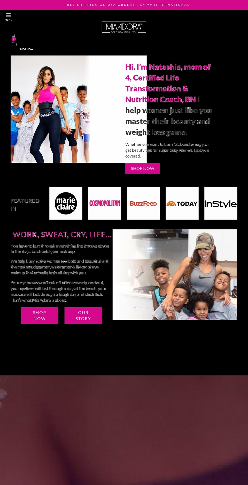 miaadora.com shopify website screenshot