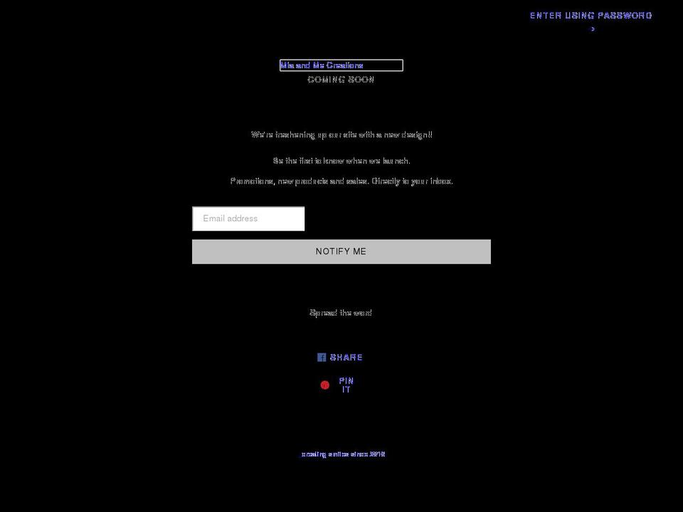 miaandmecreations.com — Shopify storefront screenshot