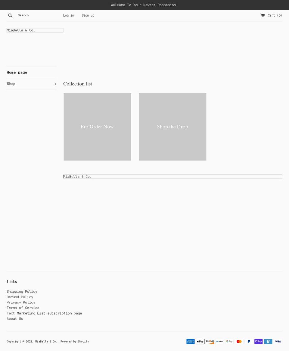 miabellashop.com shopify website screenshot
