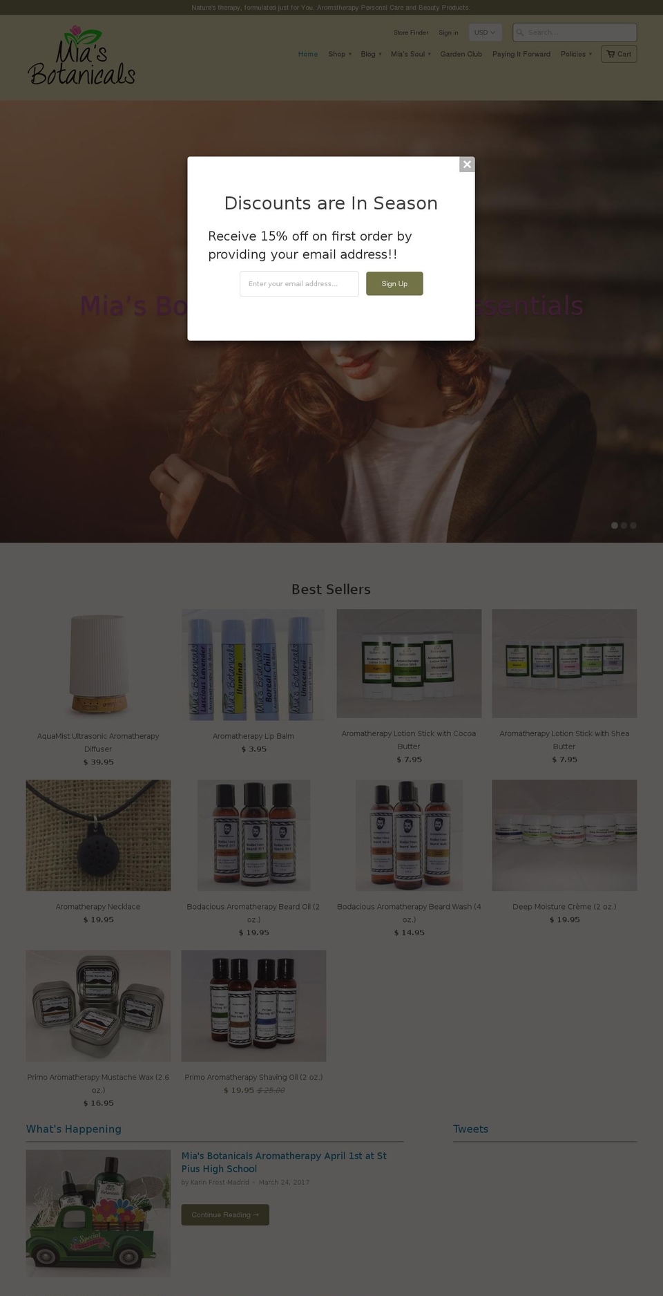 miabotanicals.com shopify website screenshot