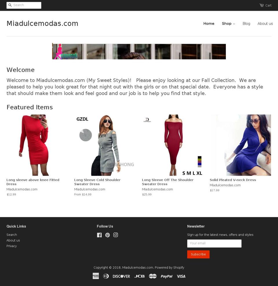 miadulcemodas.com shopify website screenshot