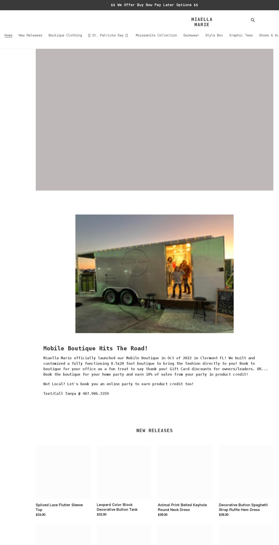 miaellamarie.com shopify website screenshot