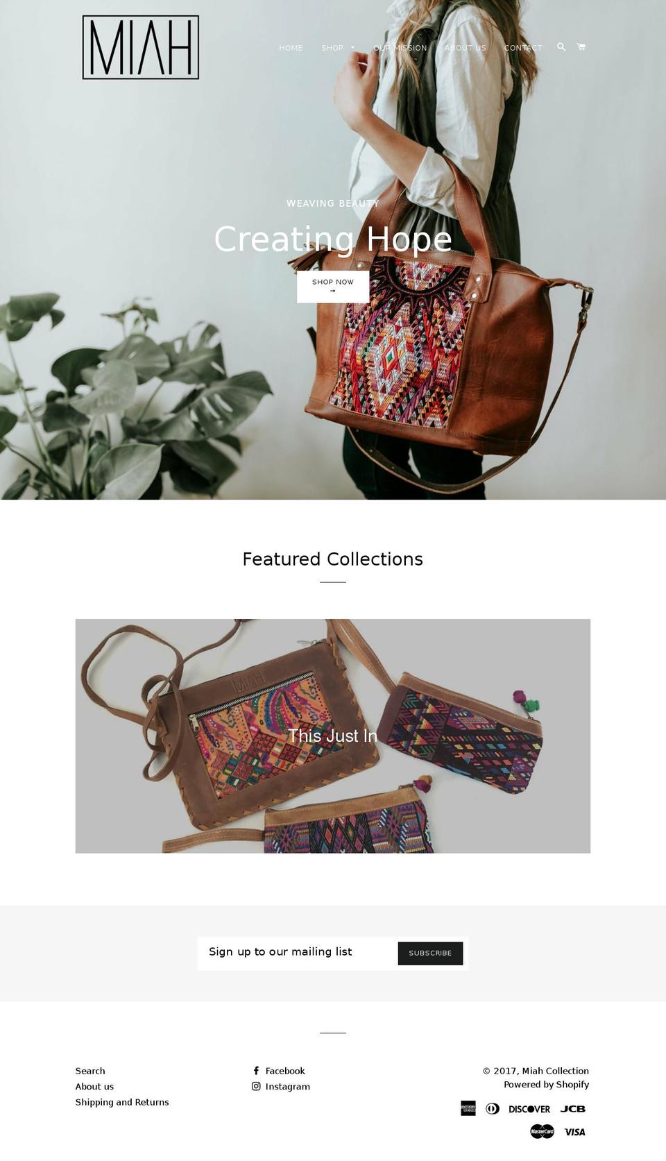 miahcollection.com shopify website screenshot
