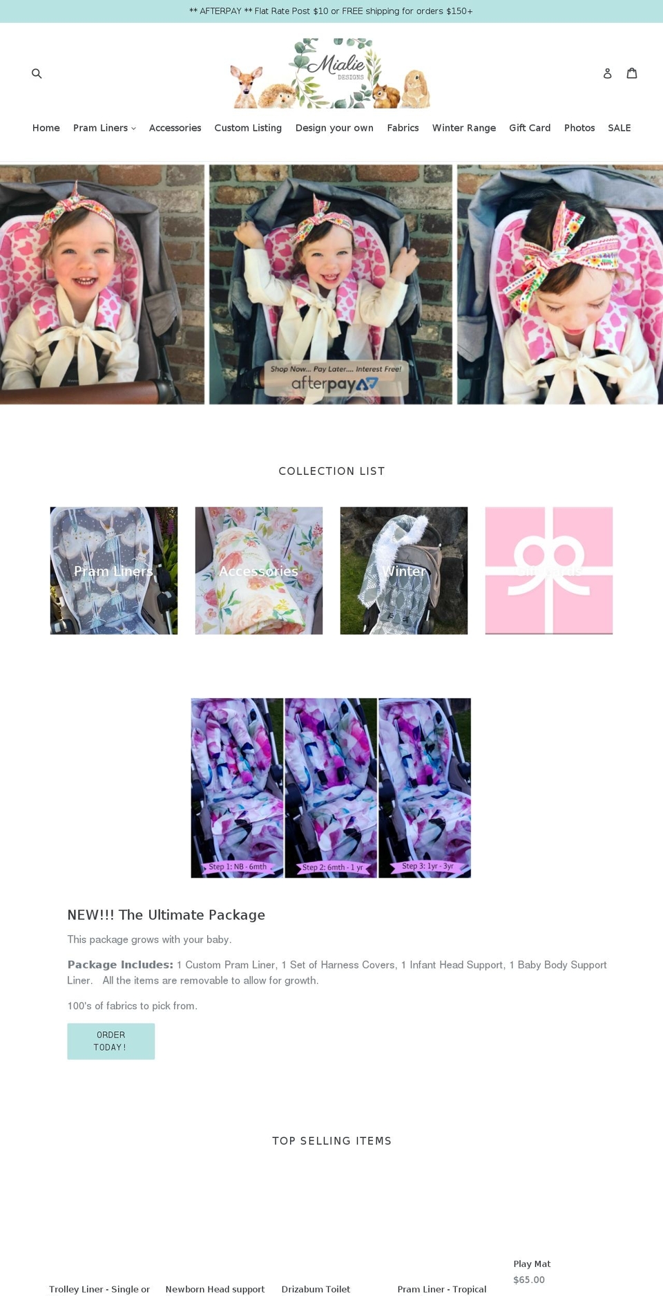 mialiedesigns.com.au shopify website screenshot