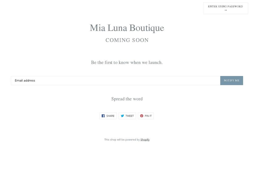 mialunaboutique.com — Shopify storefront screenshot