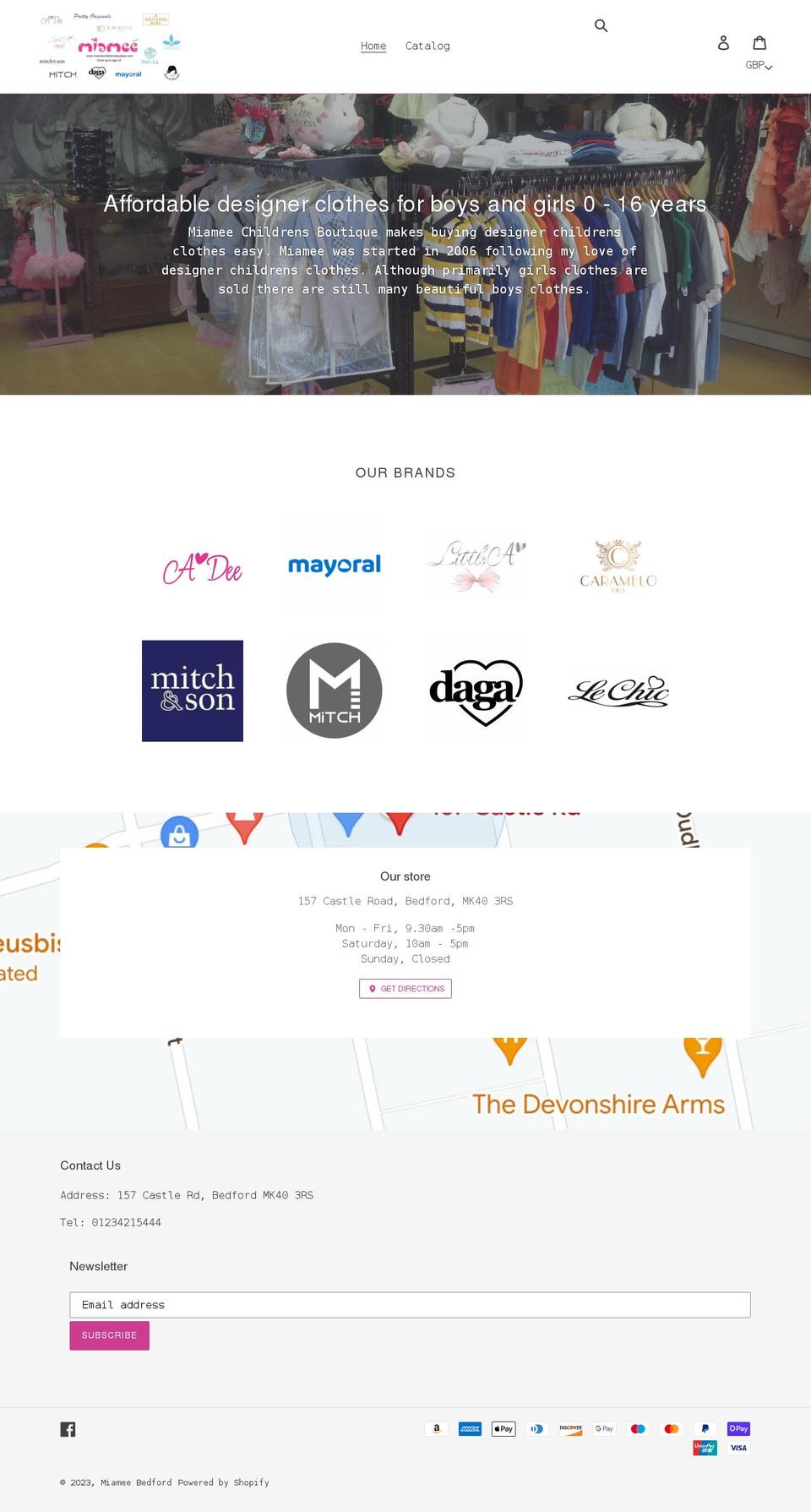 miameechildrensboutique.com shopify website screenshot