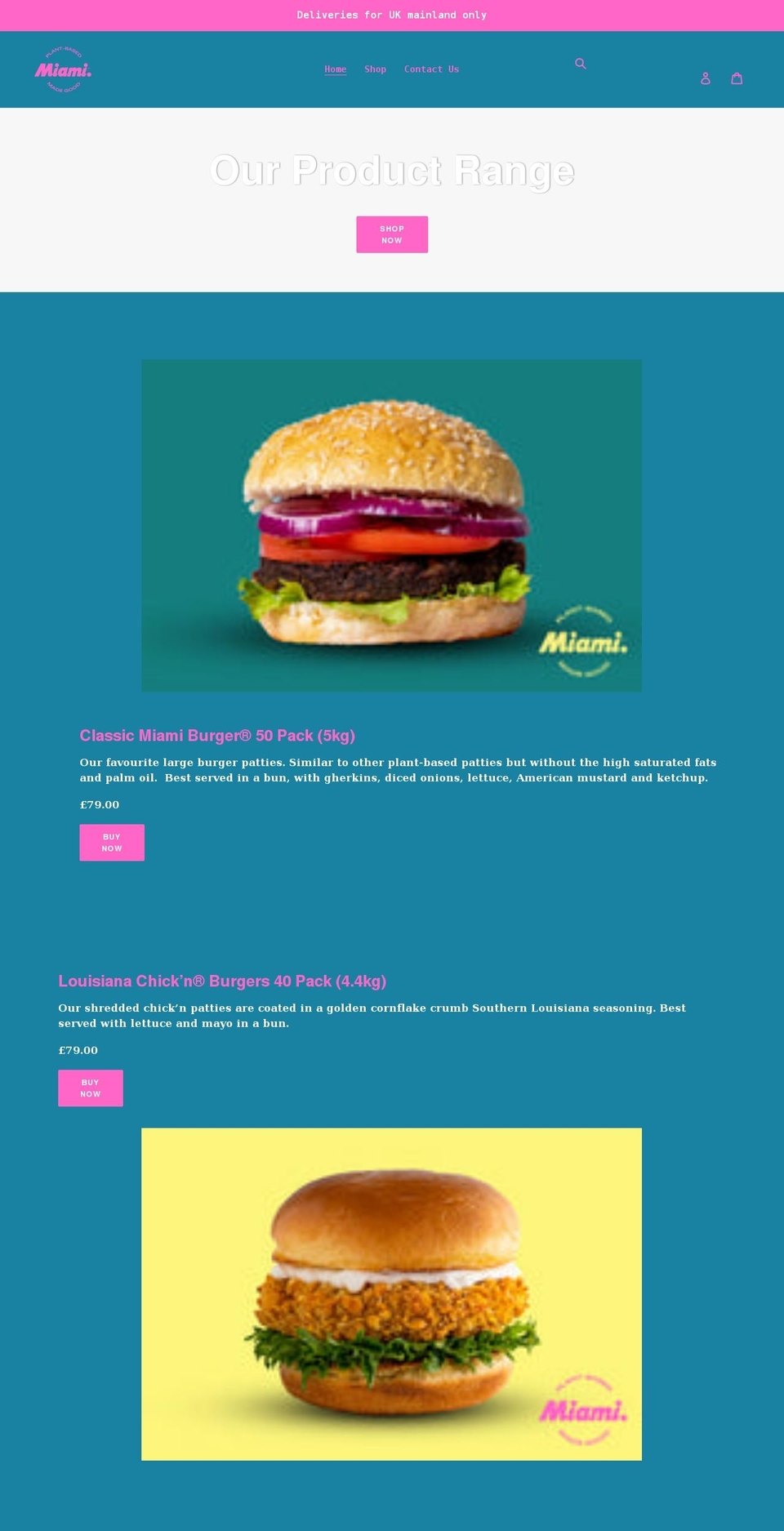 miami-burger.myshopify.com shopify website screenshot