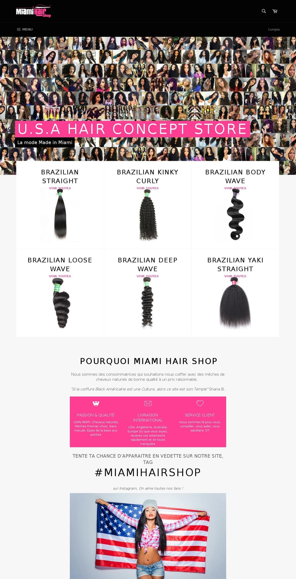 miami-hair-shop.com shopify website screenshot