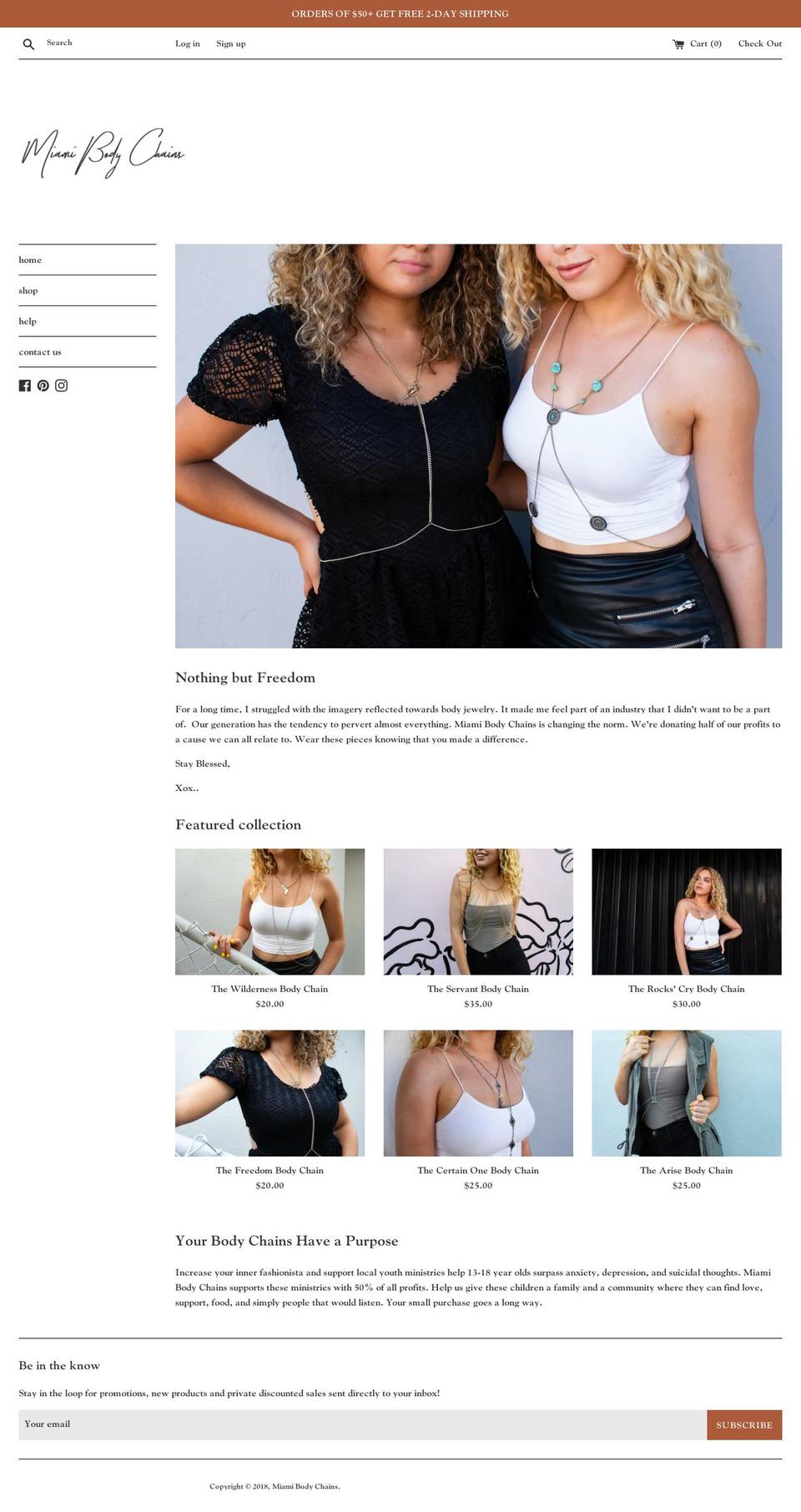 miamibodychains.com — Shopify storefront screenshot