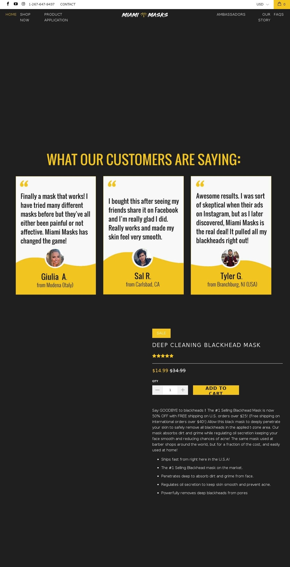 miamimasks.com shopify website screenshot