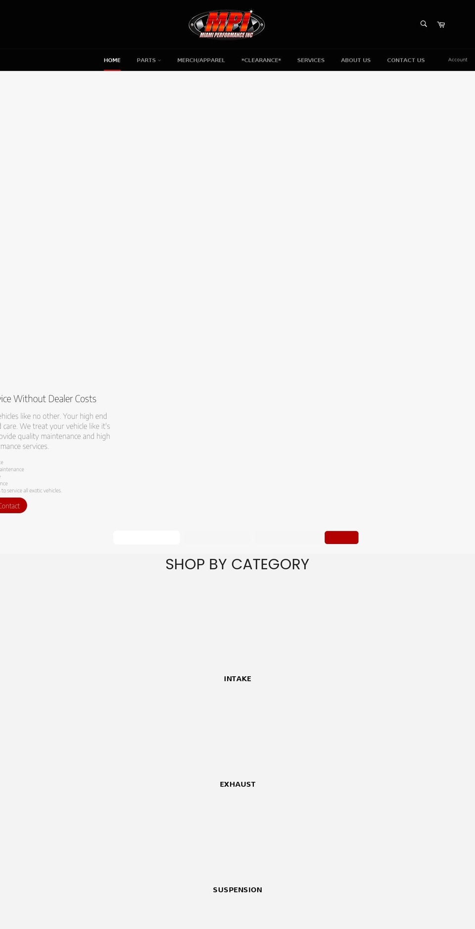 miamiperformanceinc.com shopify website screenshot