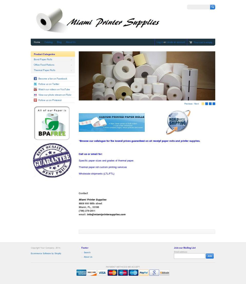 Paper Shopify theme site example miamiprintersupplies.com