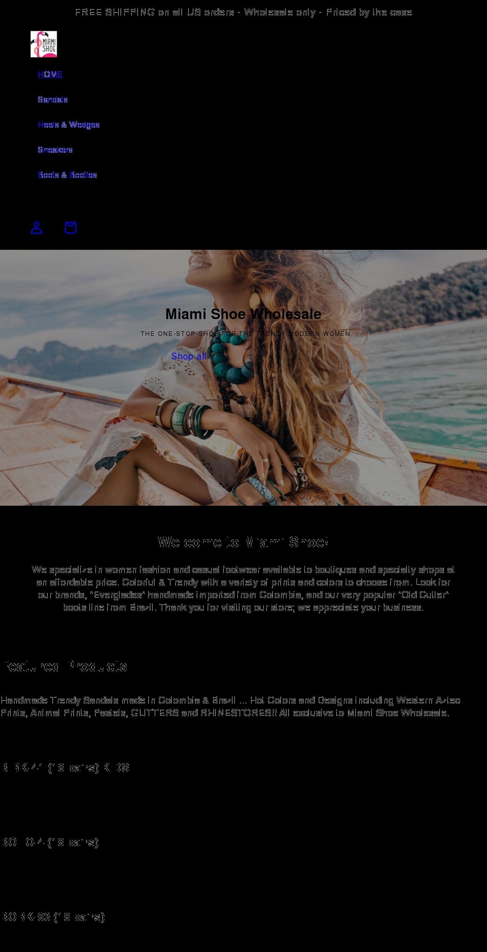 miamishoe.com shopify website screenshot