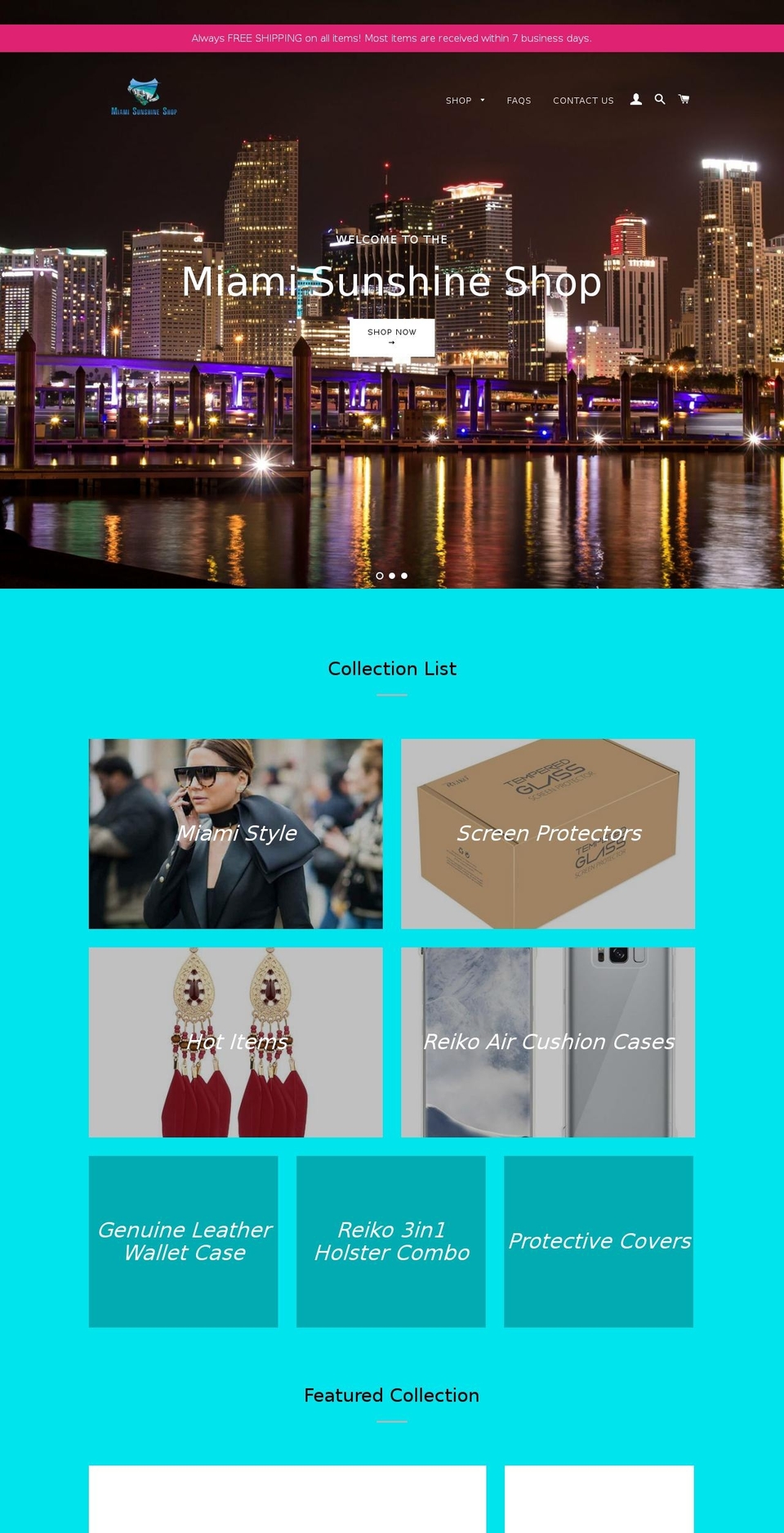 miamisunshineshop.com — Shopify storefront screenshot