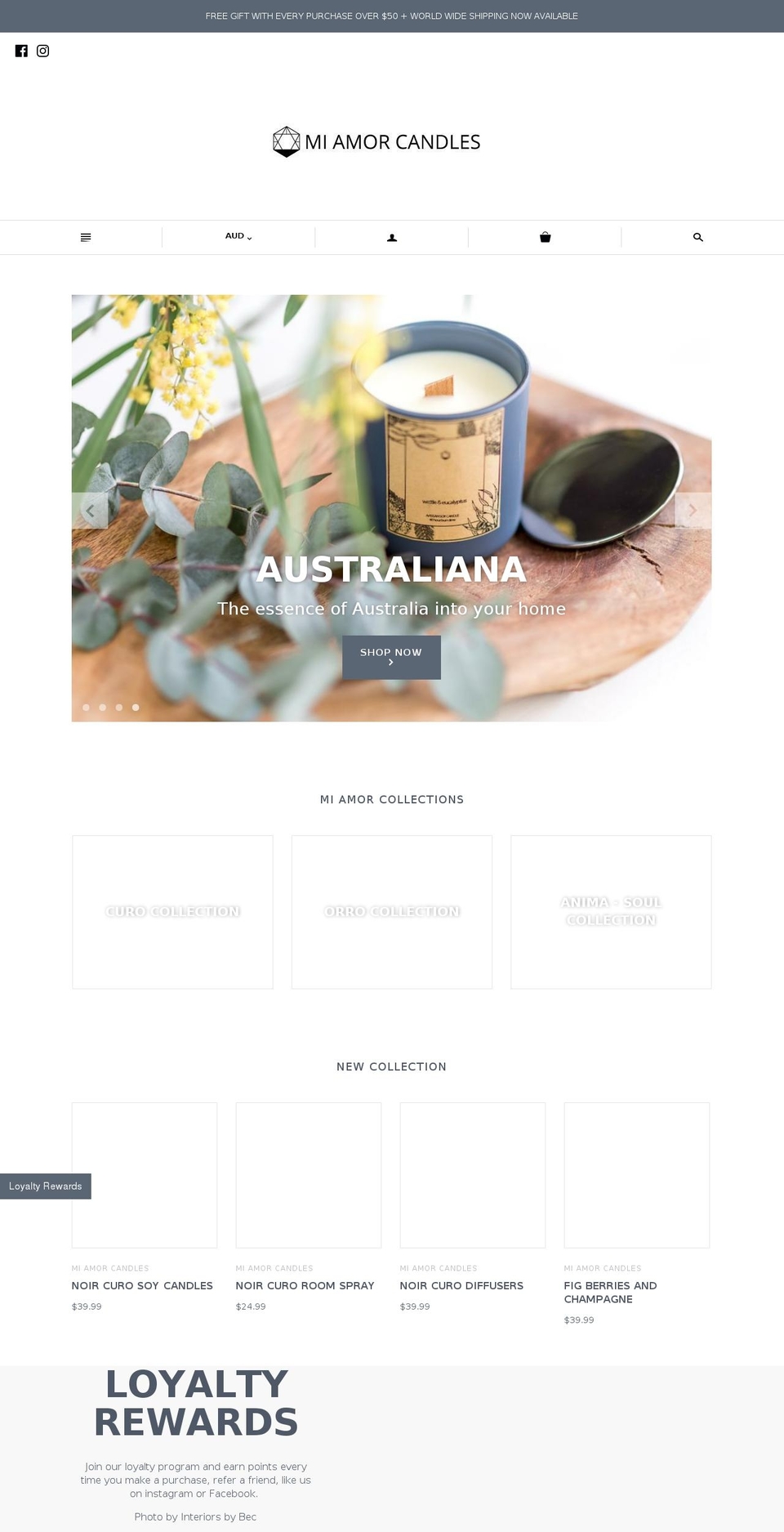 miamorcandles.com.au shopify website screenshot