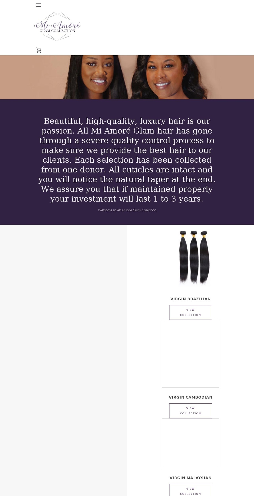 miamoreglamcollection.com shopify website screenshot