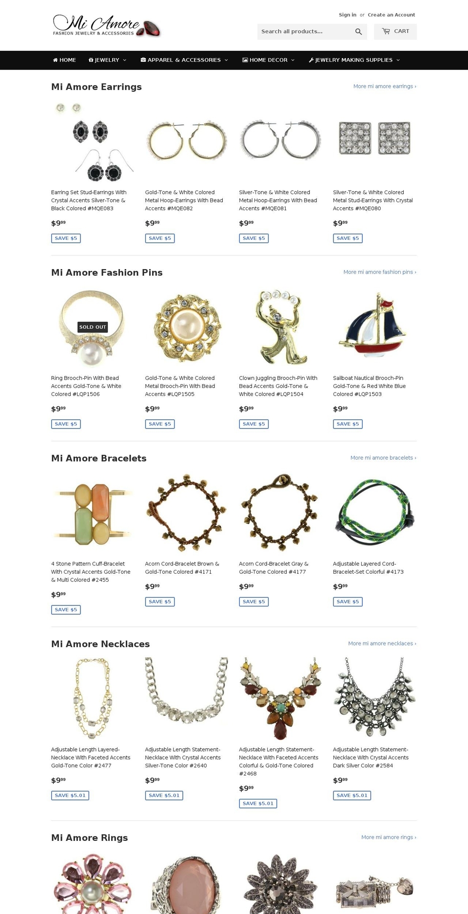 miamorejewelry.com — Shopify storefront screenshot