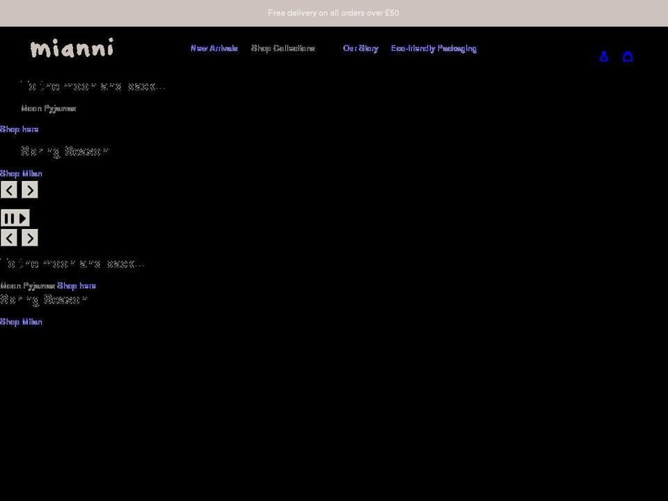 mianni.co.uk shopify website screenshot