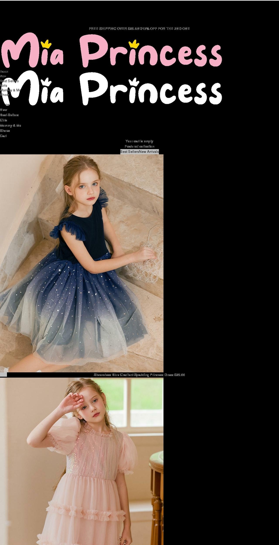 miaprincess.com shopify website screenshot