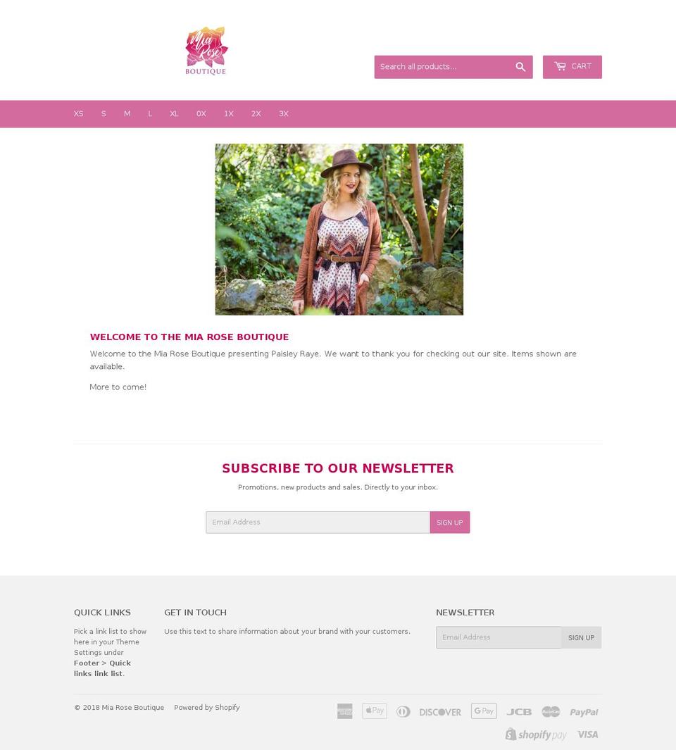 miaroseboutique.com — Shopify storefront screenshot