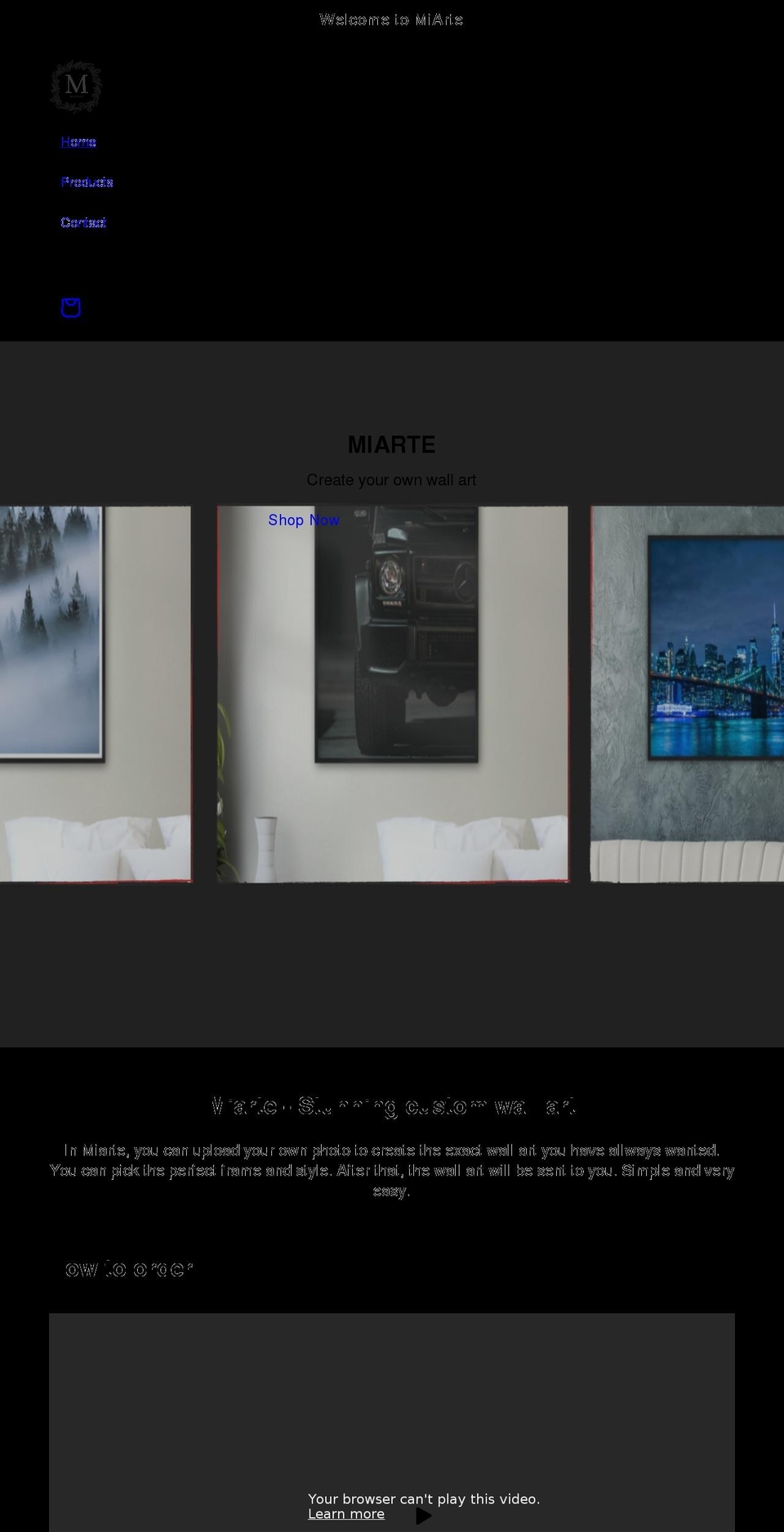 miarte.net shopify website screenshot