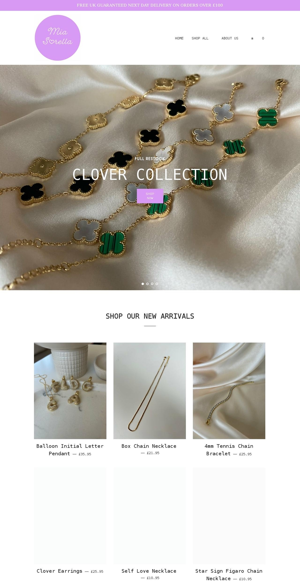 miasorella.co.uk shopify website screenshot